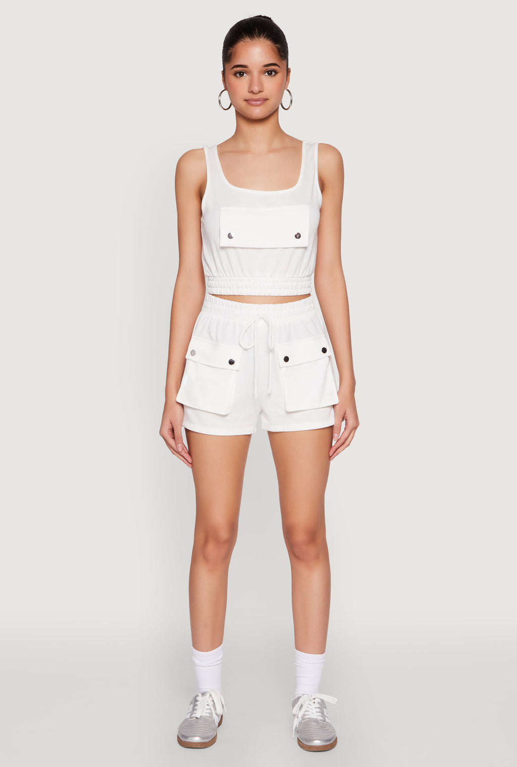 High Waist Cargo Pocket Sweatshorts