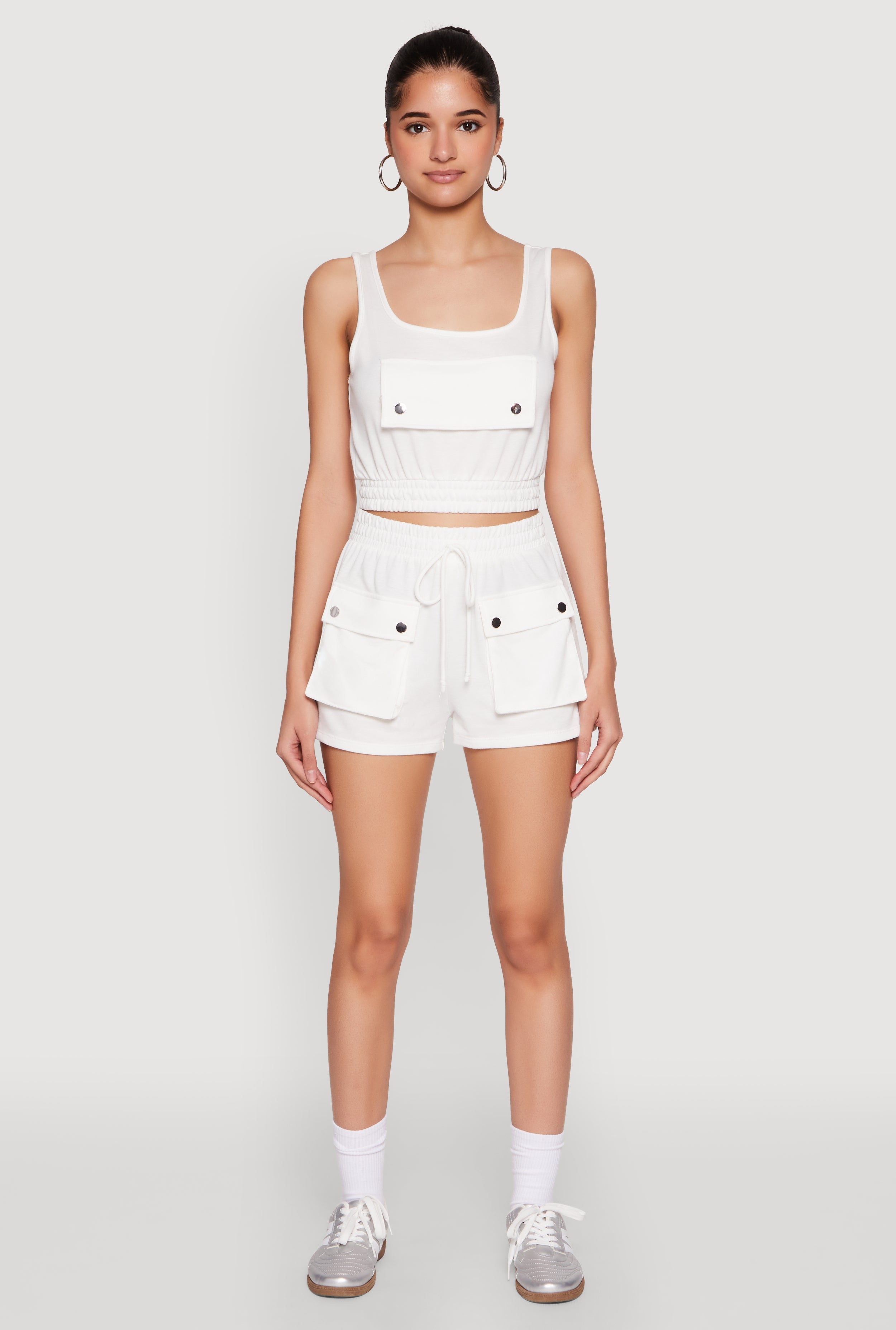 High Waist Cargo Pocket Sweatshorts