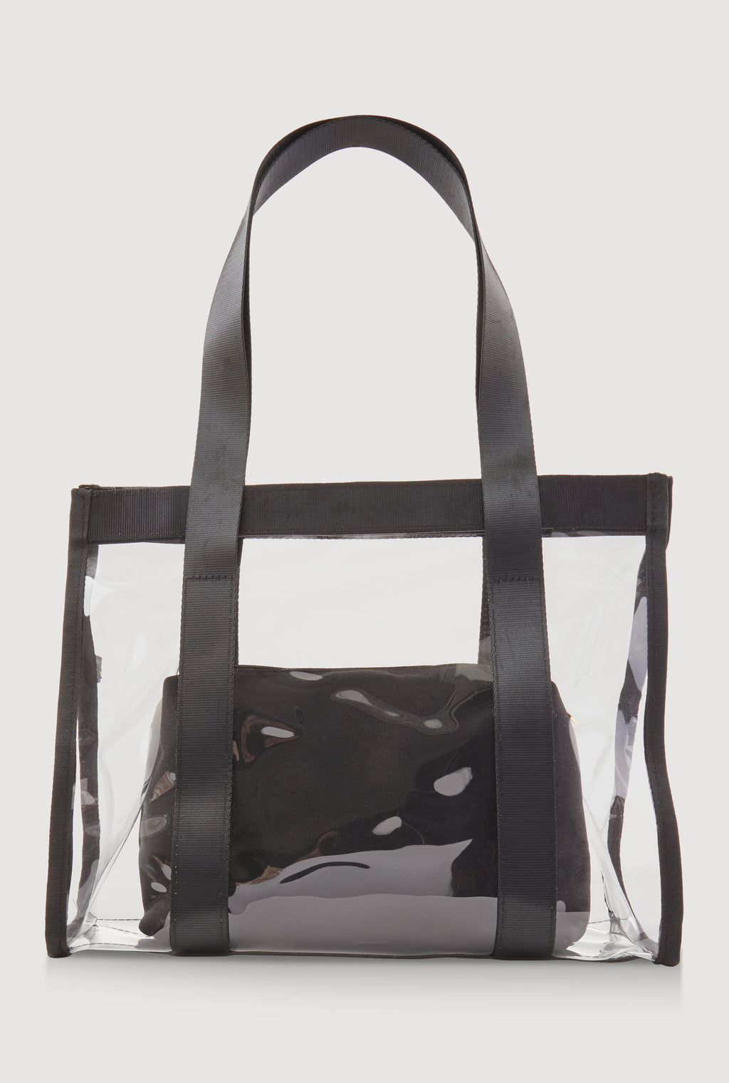 Contrast Trim Clear Tote Bag with Pouch