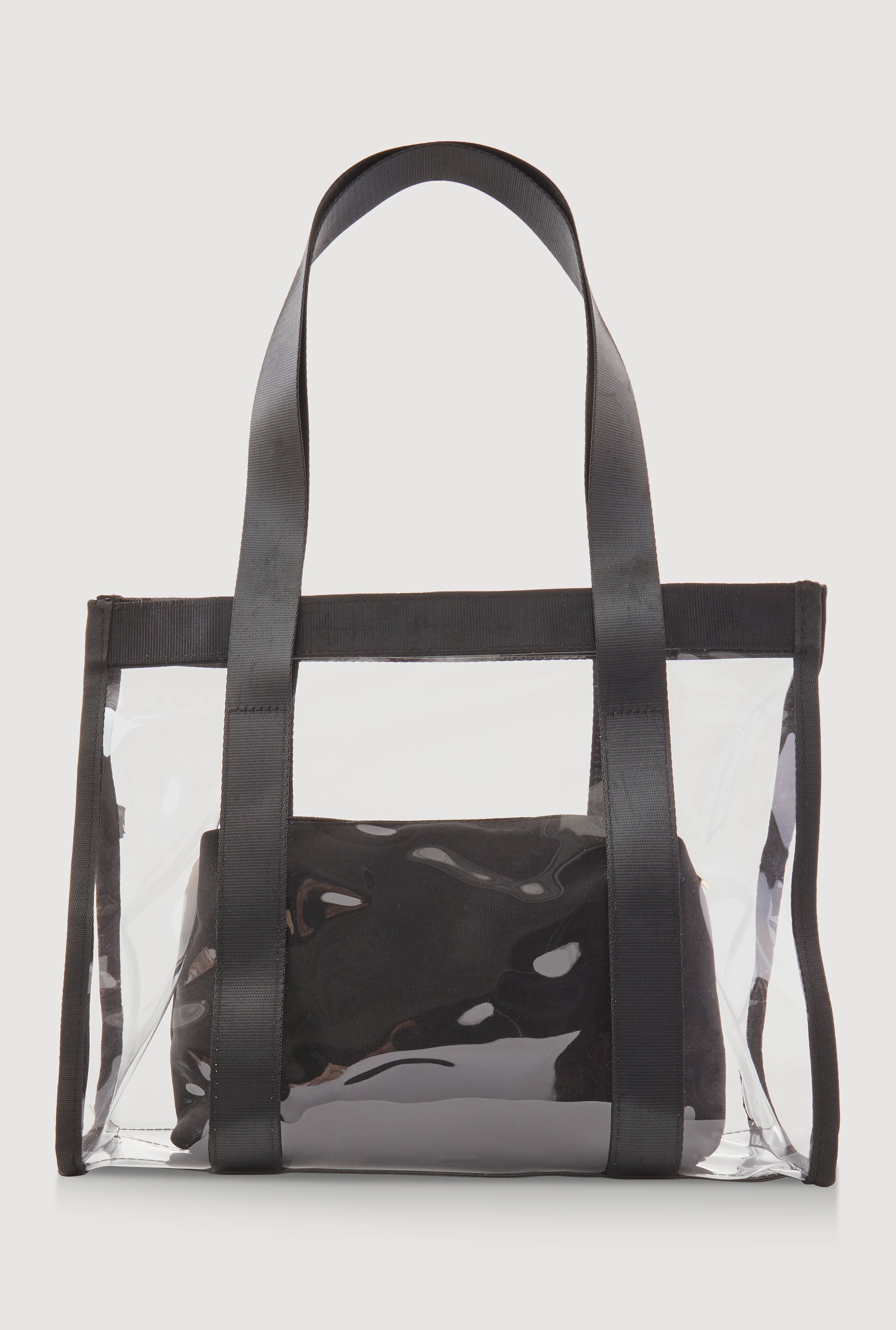 Contrast Trim Clear Tote Bag with Pouch