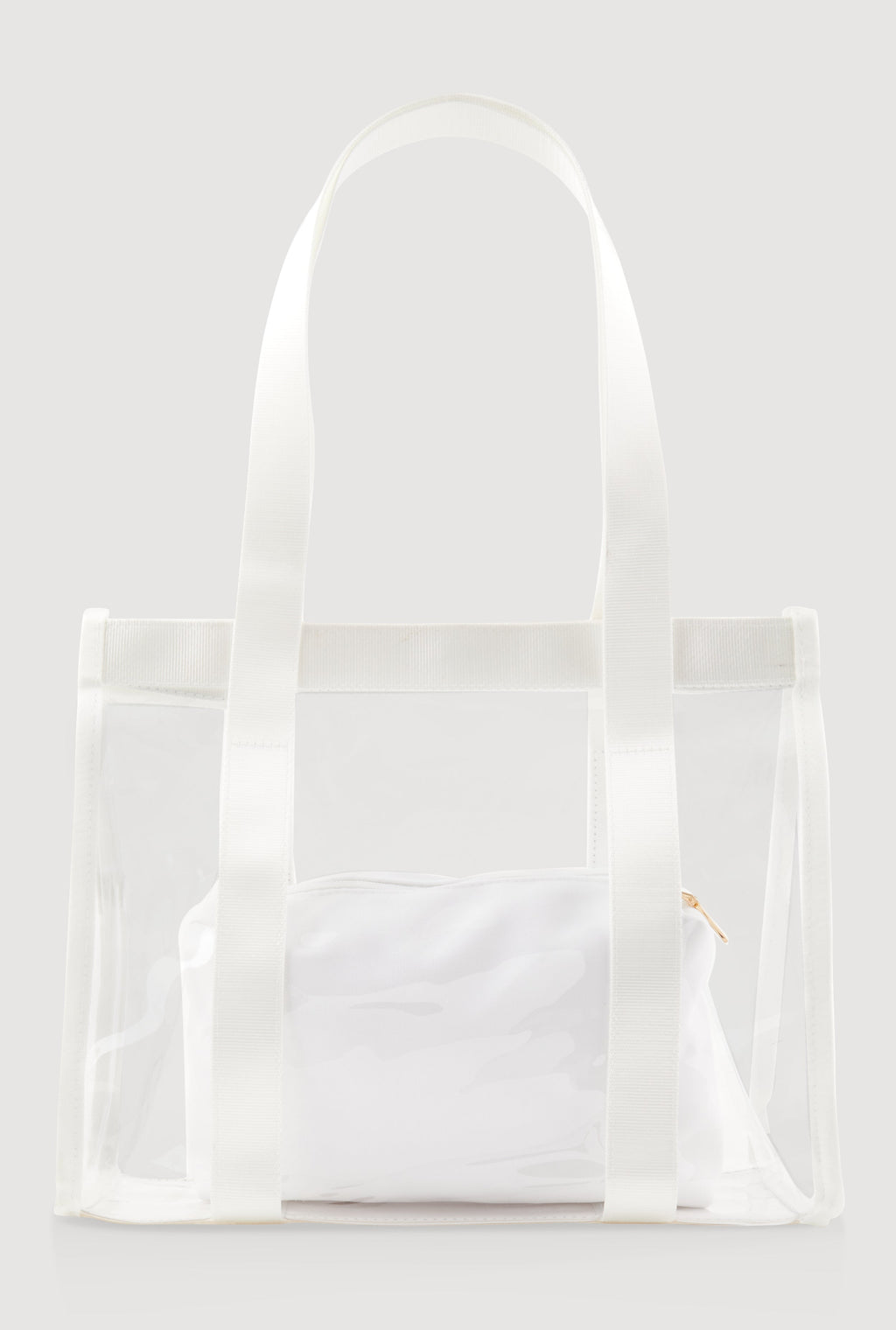 Contrast Trim Clear Tote Bag with Pouch