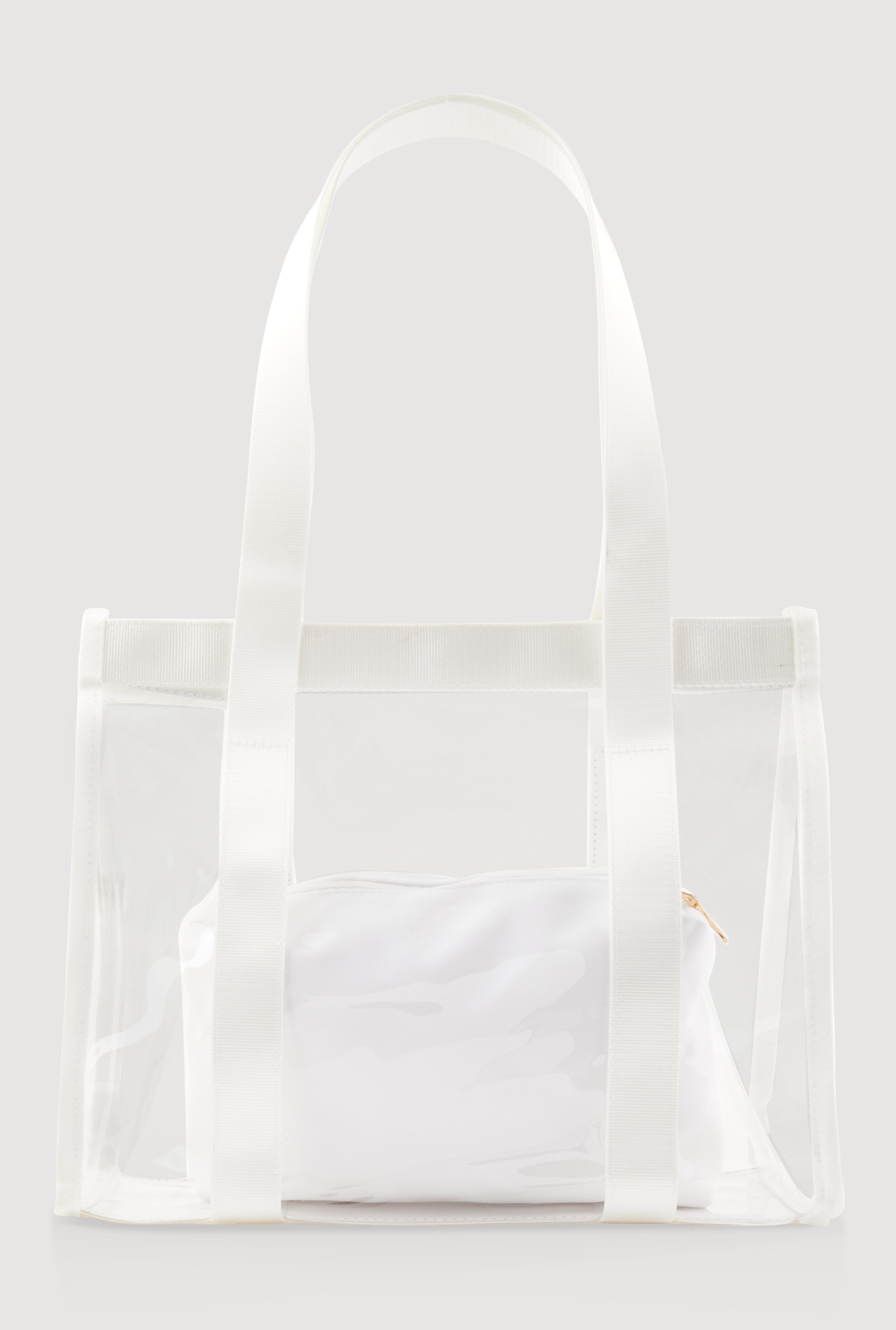 Contrast Trim Clear Tote Bag with Pouch