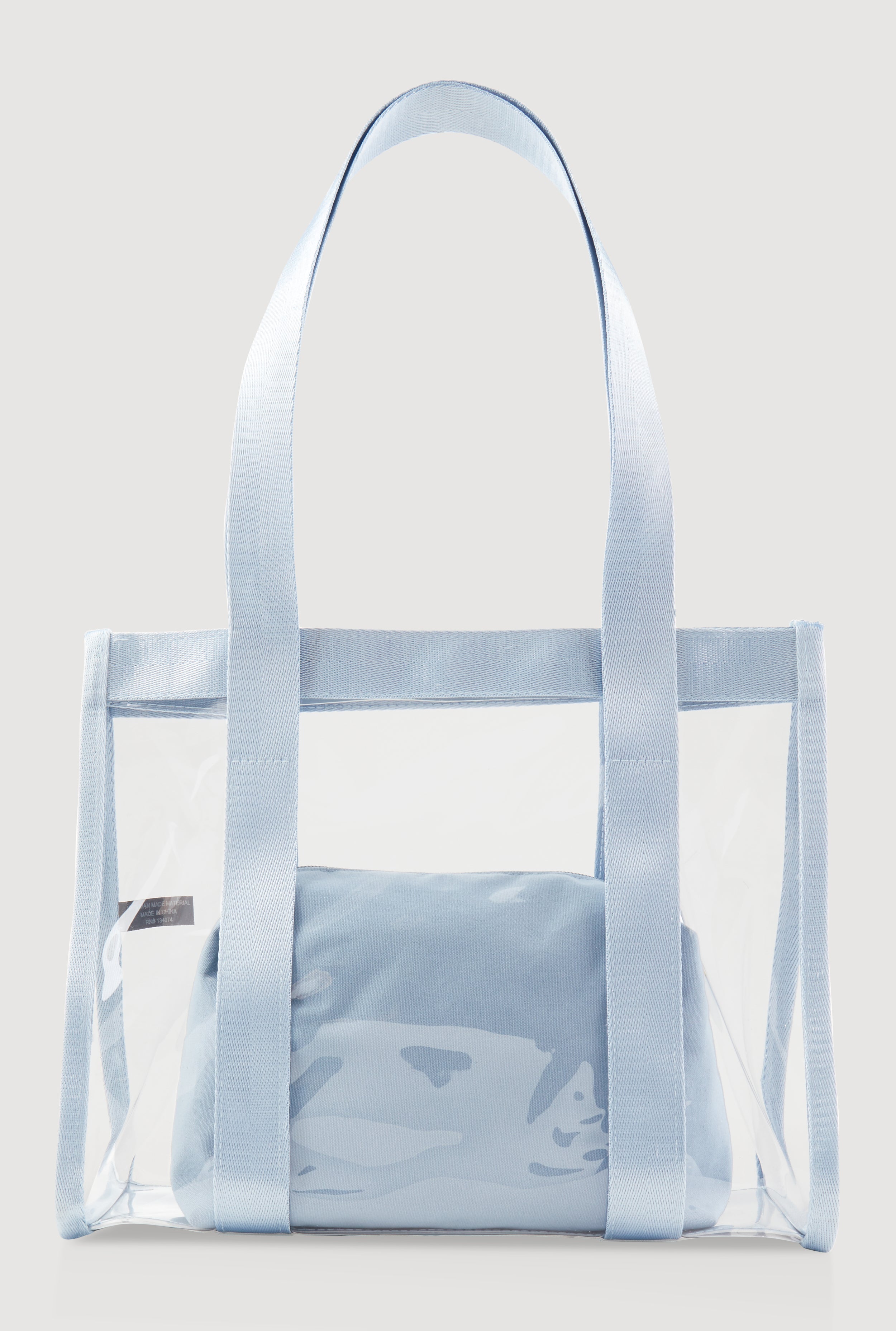 Contrast Trim Clear Tote Bag with Pouch