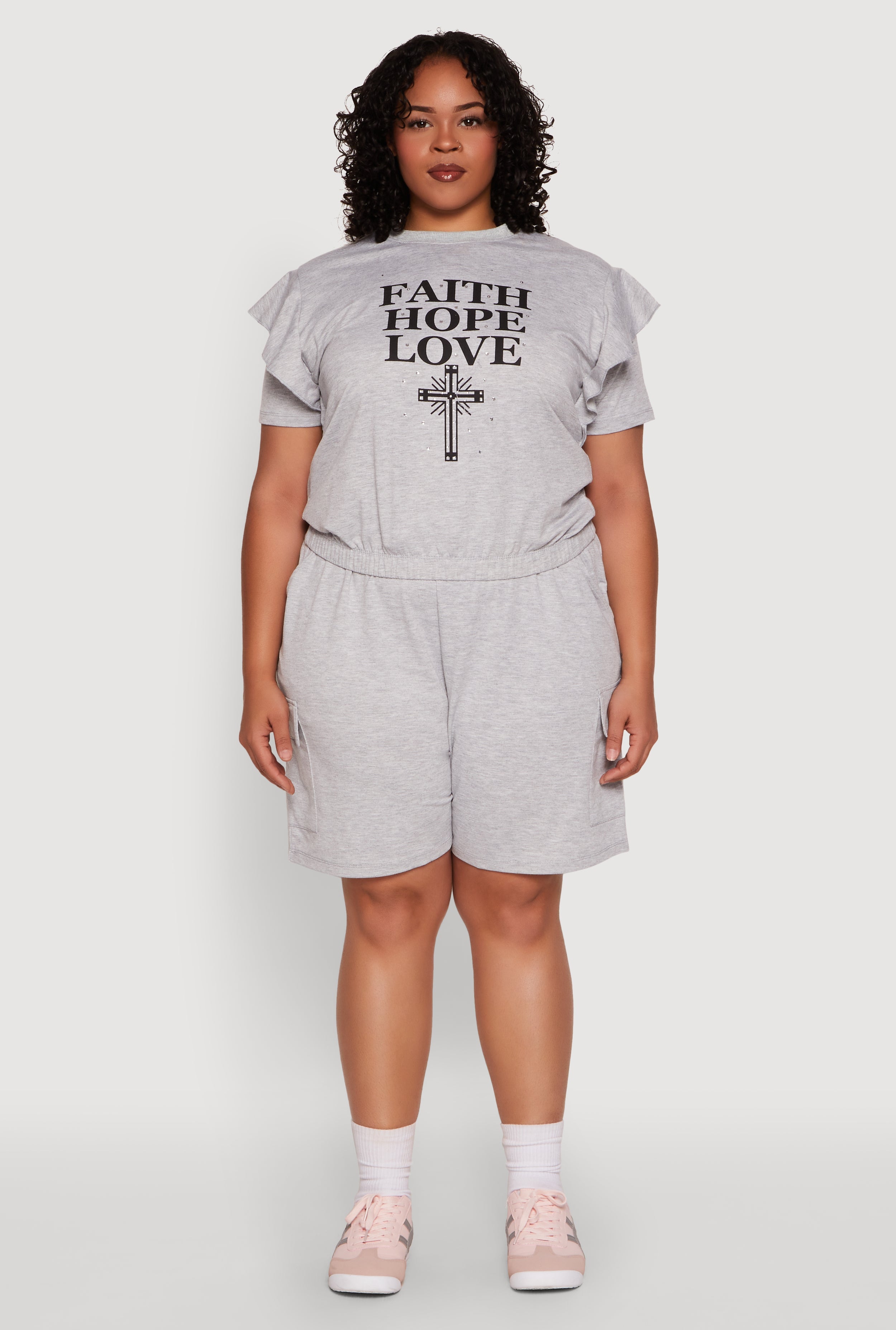 Plus Size Drawstring Cargo Pocket Sweatshorts