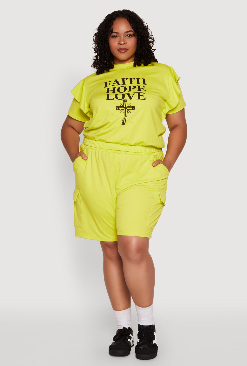 Plus Size Drawstring Cargo Pocket Sweatshorts