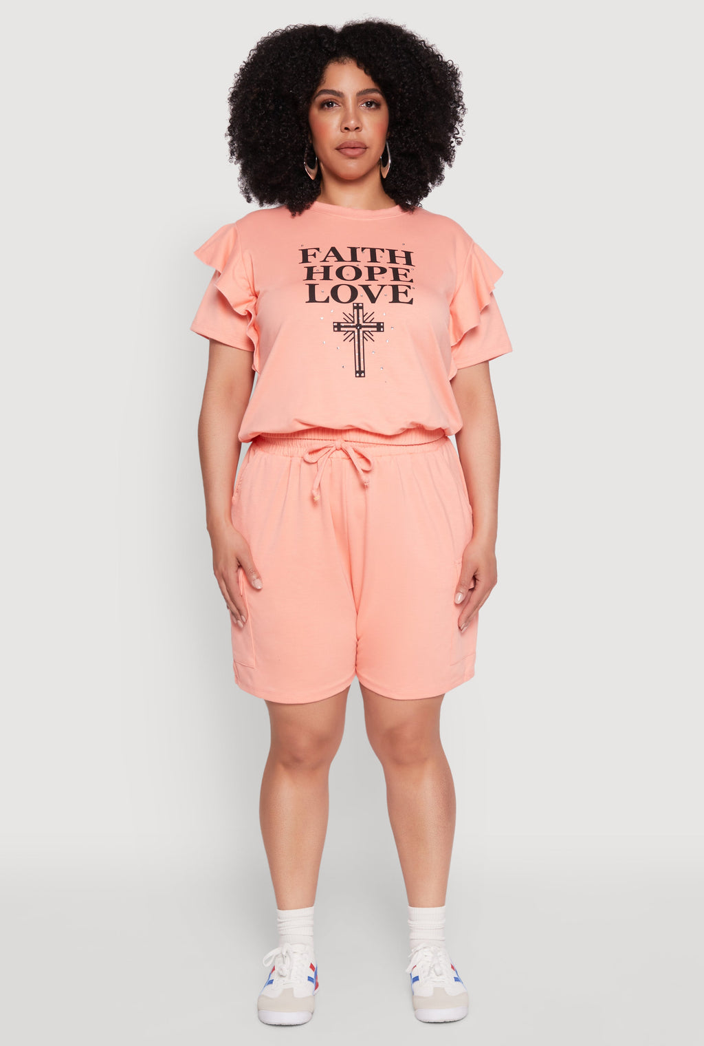 Plus Size Drawstring Cargo Pocket Sweatshorts