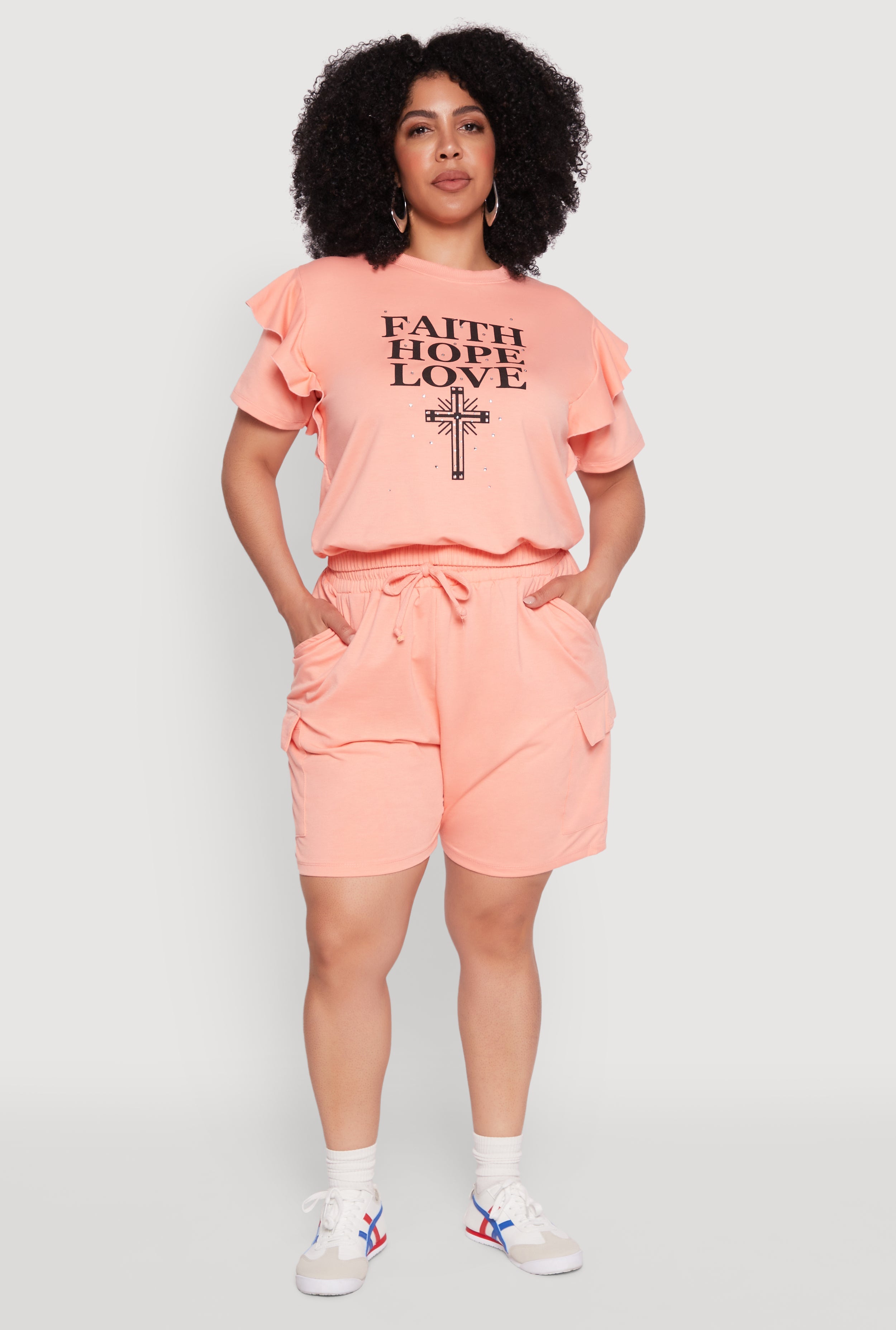 Plus Size Drawstring Cargo Pocket Sweatshorts