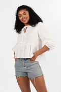 Close To Me Ivory Bow Detail Blouse FINAL SALE