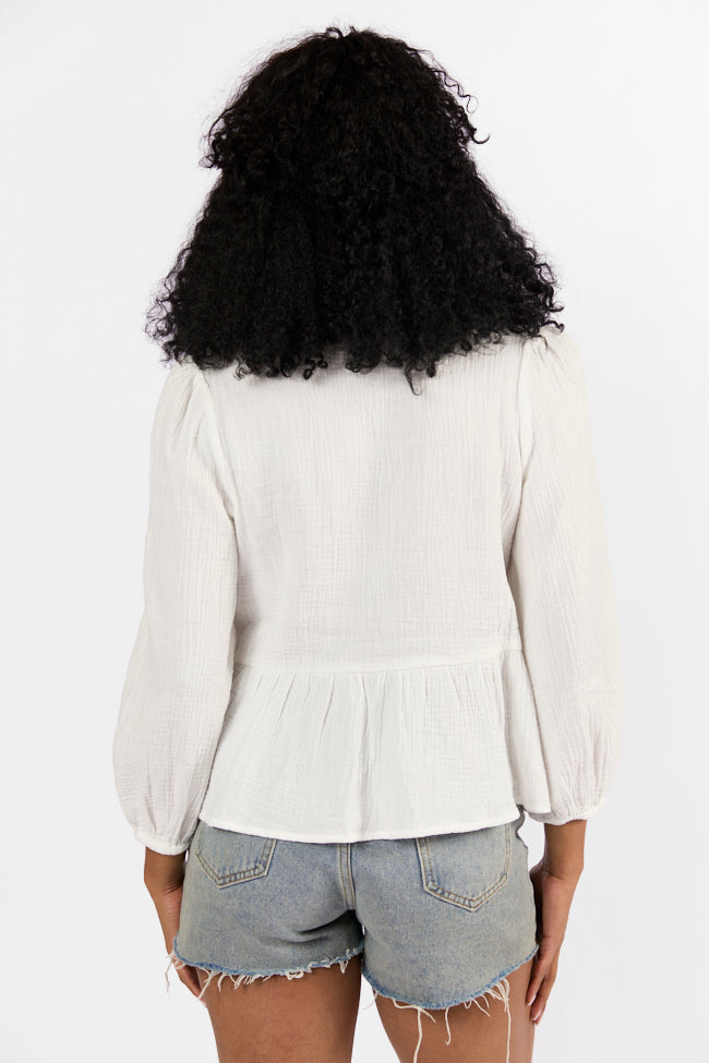 Close To Me Ivory Bow Detail Blouse FINAL SALE