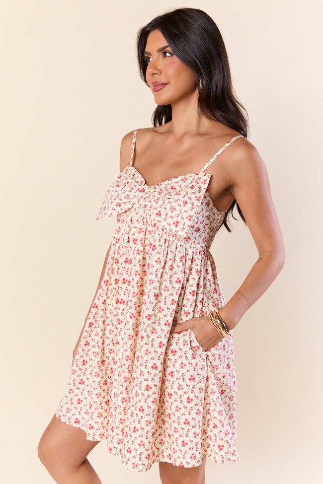 Tied Touch Floral Big Bow Mini Dress FINAL SALE