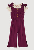 Toddler Girls Bow Strap Jumpsuit with Bow Print Tee