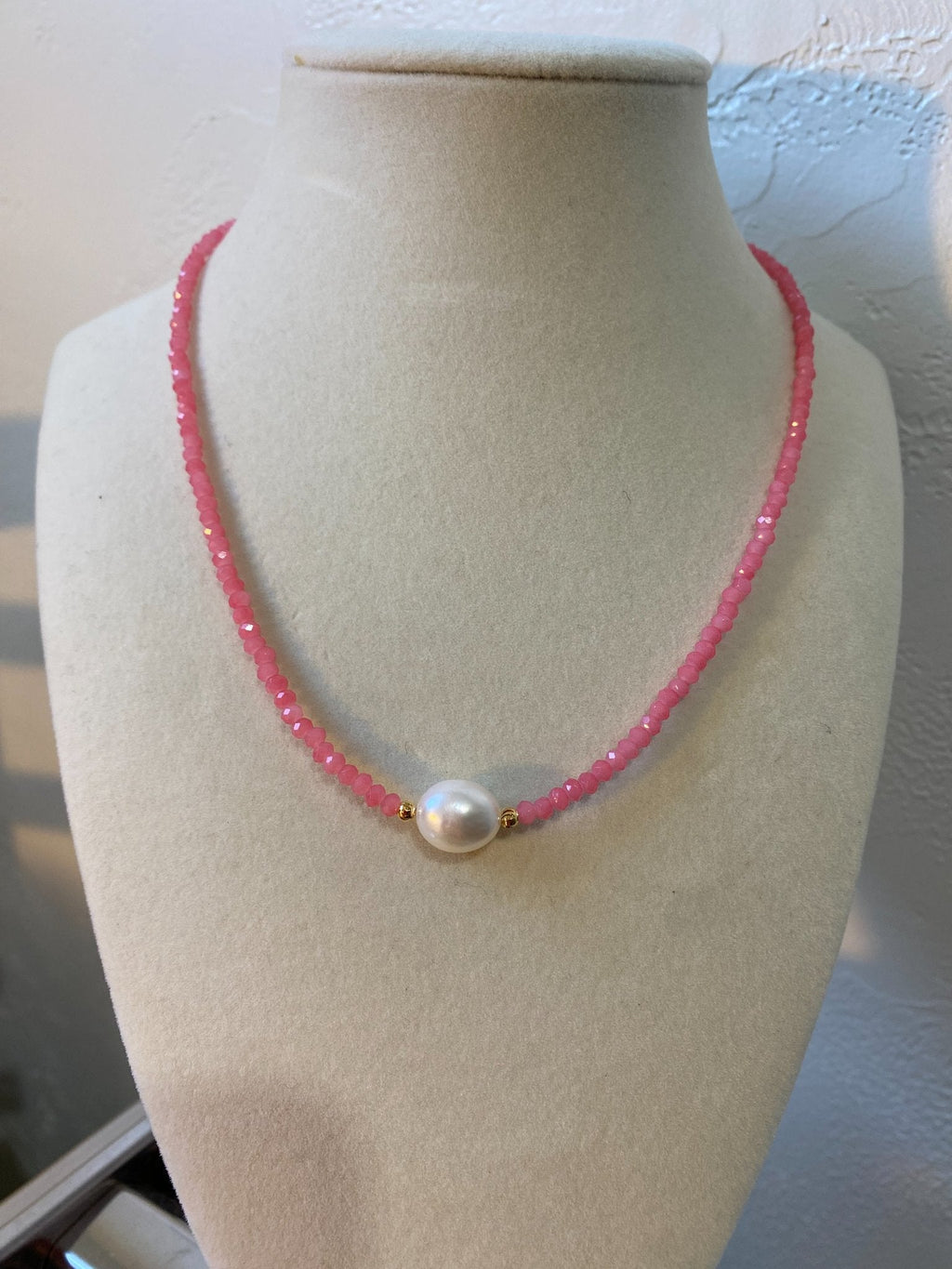Pearl and Crystal Gemstone Pendant Necklace