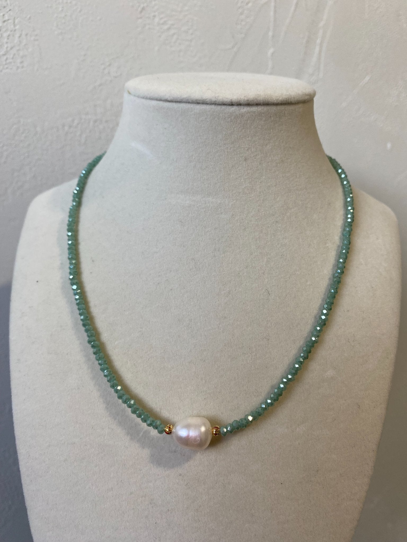 Pearl and Crystal Gemstone Pendant Necklace