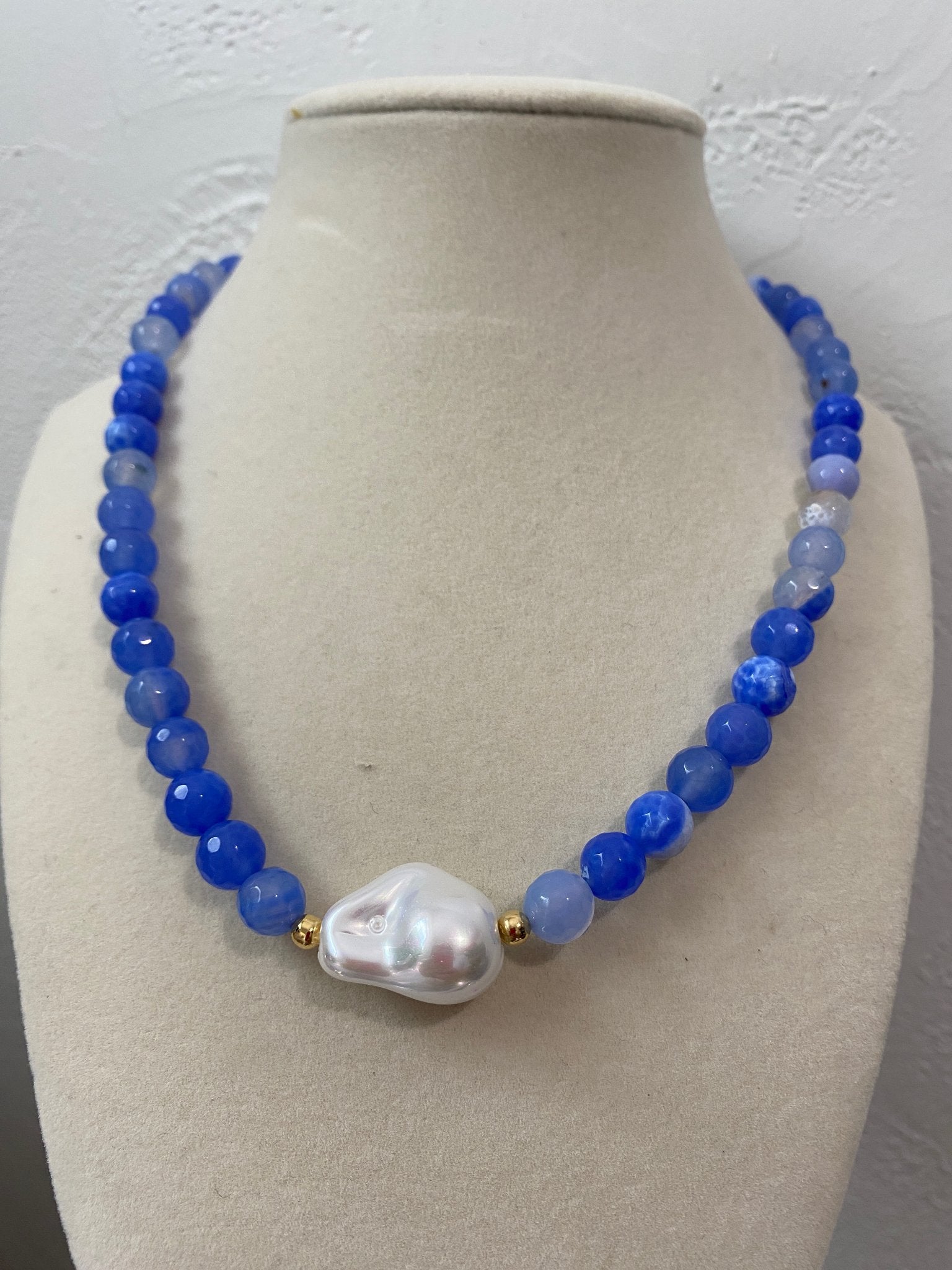 Pearl and Crystal Gemstone Pendant Necklace