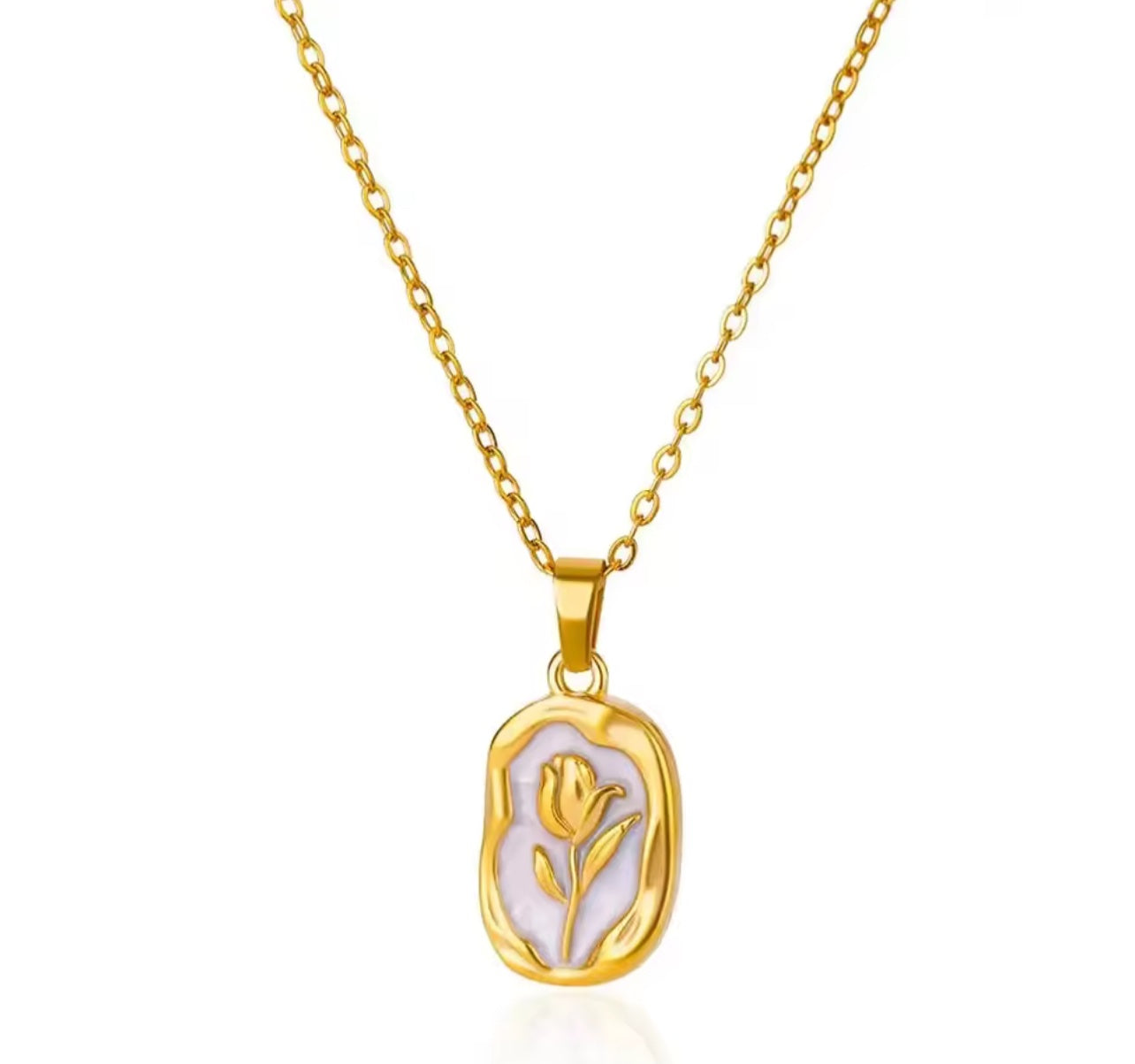 White and Gold Flower Necklace