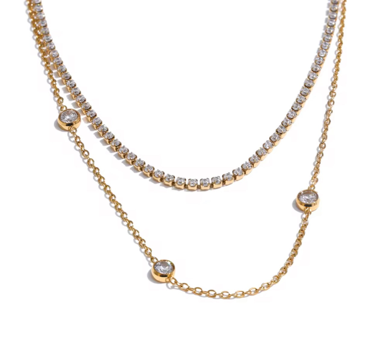 Cz Double Layer Necklace