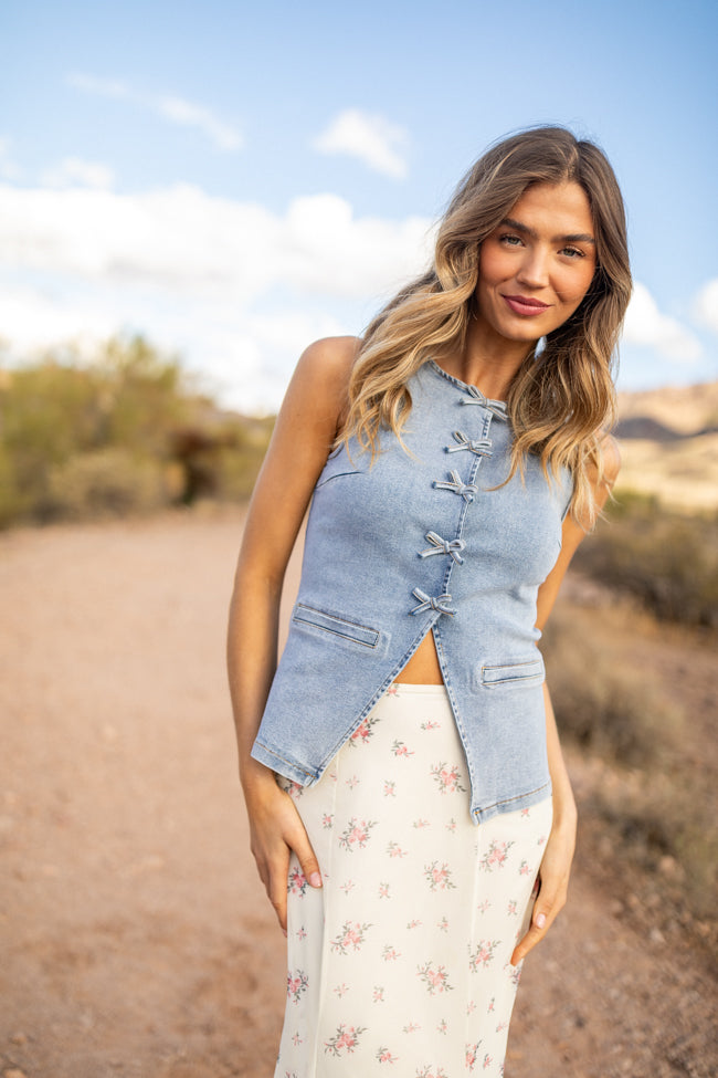 Western Ties Bow Denim Vest