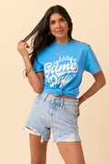 Game Day Script Blue Graphic Tee SALE